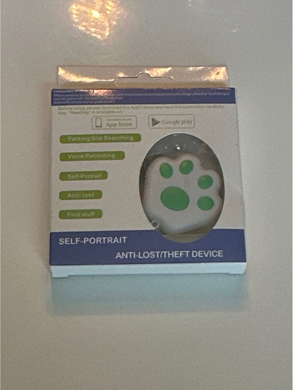 Bluetooth 4.0 Paw Print Tag Tracker for iOS Android- Green